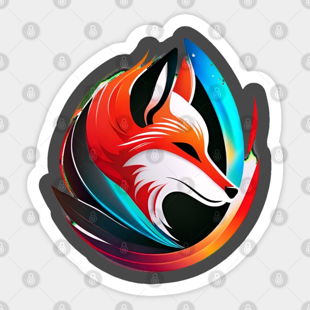 Artful Kitsune Fox Sticker by Holisticfox